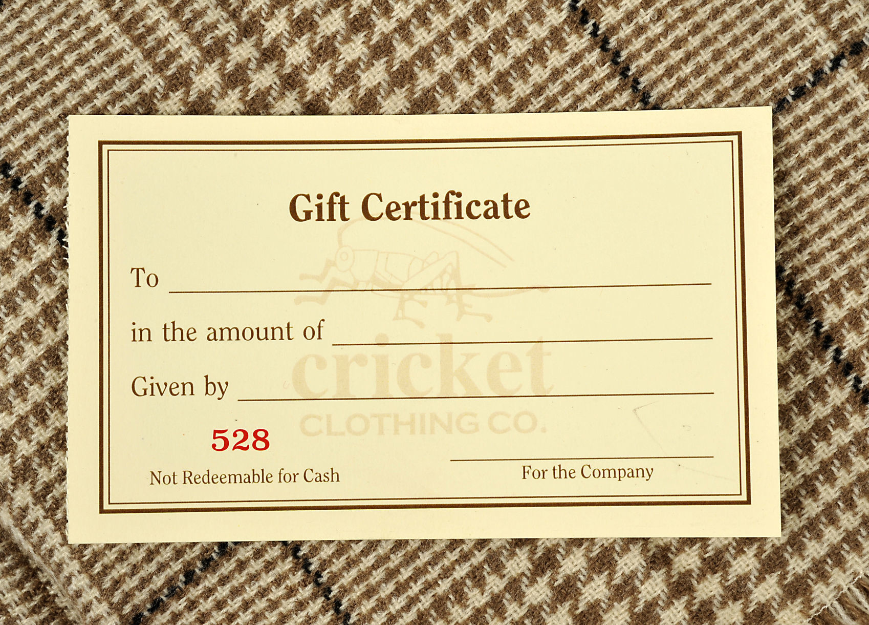Cricket gift certificate